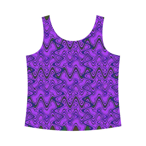 Purple and Black Waves All Over Print Tank Top for Women (Model T43)