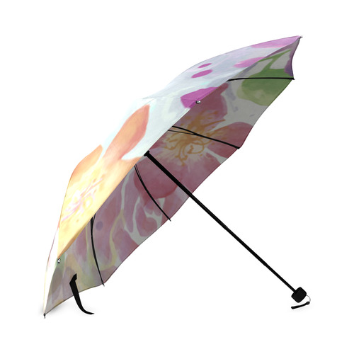 Watercolor Splash Red Green Floral Pattern Foldable Umbrella (Model U01)