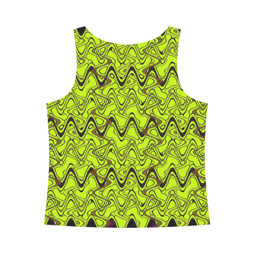 Yellow and Black Waves All Over Print Tank Top for Women (Model T43)