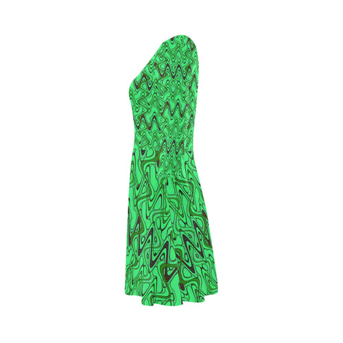 Green and Black Waves 3/4 Sleeve Sundress (D23)