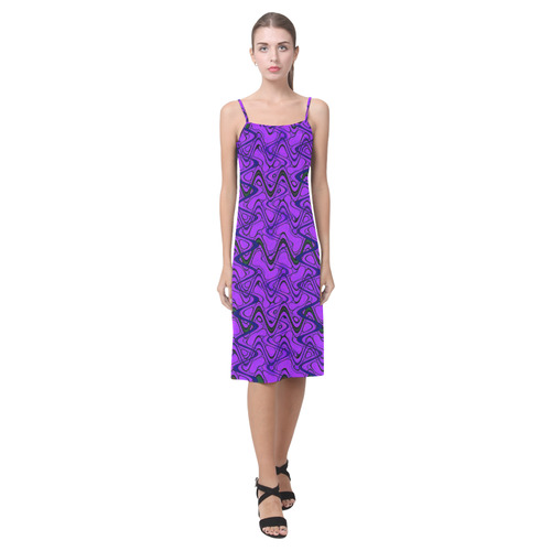 Purple and Black Waves Alcestis Slip Dress (Model D05)