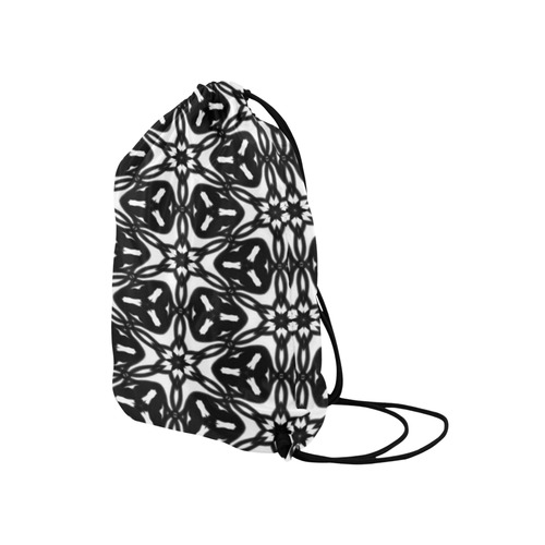 Black and White Star Flakes Medium Drawstring Bag Model 1604 (Twin Sides) 13.8"(W) * 18.1"(H)