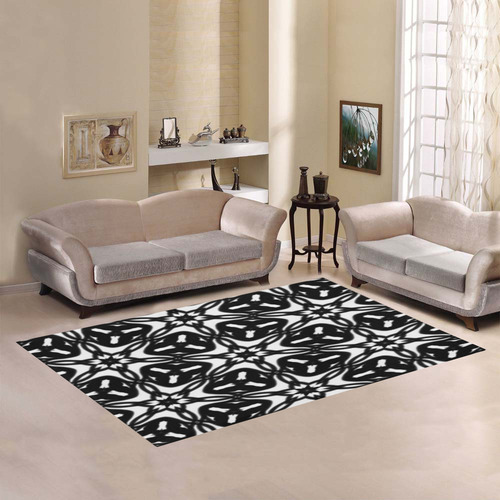 Black and White Star Flakes Area Rug7'x5'