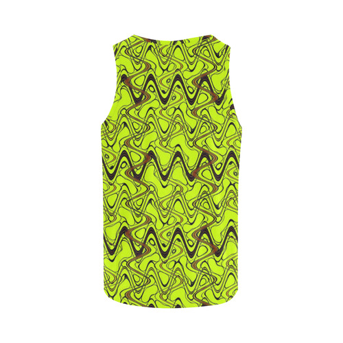 Yellow and Black Waves All Over Print Tank Top for Women (Model T43)