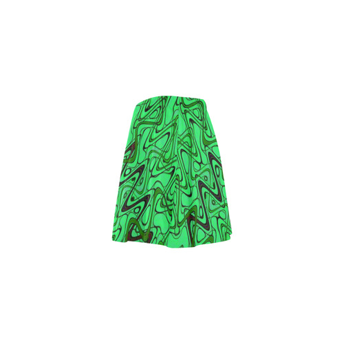 Green and Black Waves Mini Skating Skirt (Model D36)