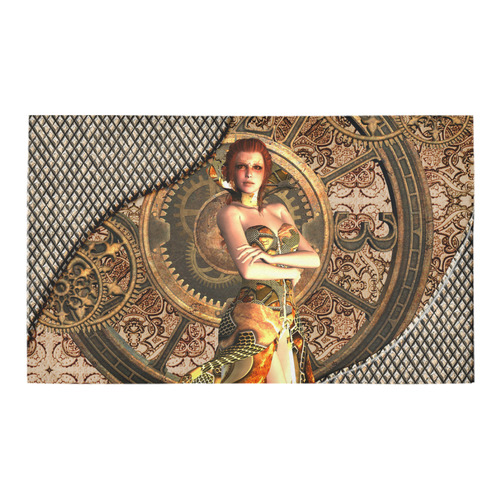 Steampunk lady with gears and clocks Azalea Doormat 30" x 18" (Sponge Material)