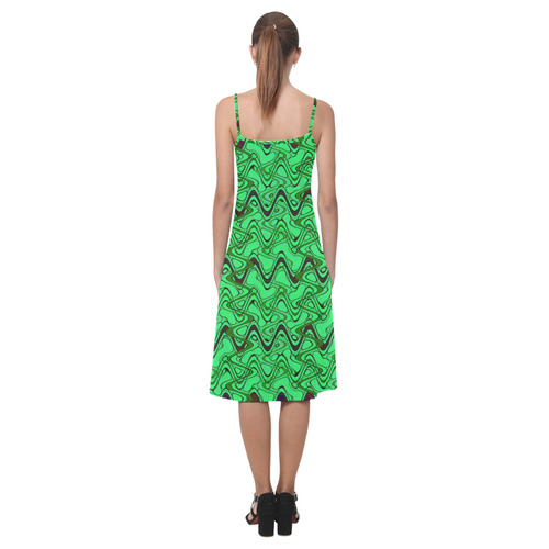 Green and Black Waves Alcestis Slip Dress (Model D05)