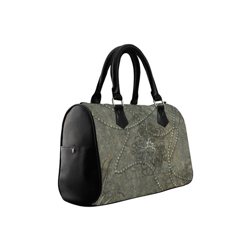 Floral design in stone optic Boston Handbag (Model 1621)