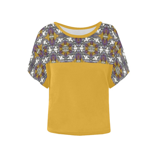 Golden Violet Women's Batwing-Sleeved Blouse T shirt (Model T44)