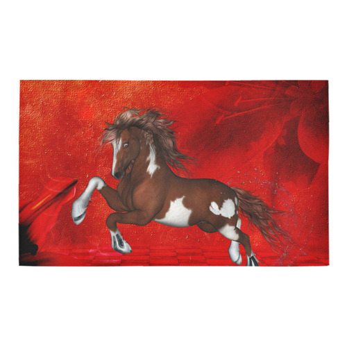 Wild horse on red background Azalea Doormat 30" x 18" (Sponge Material)