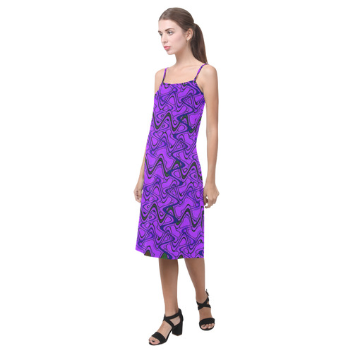 Purple and Black Waves Alcestis Slip Dress (Model D05)