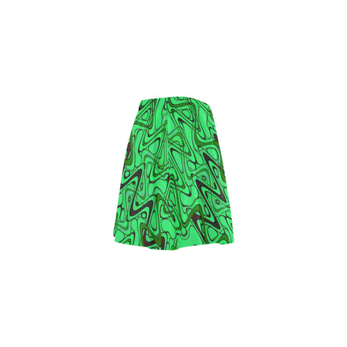 Green and Black Waves Mini Skating Skirt (Model D36)