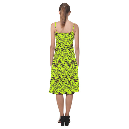 Yellow and Black Waves Alcestis Slip Dress (Model D05)