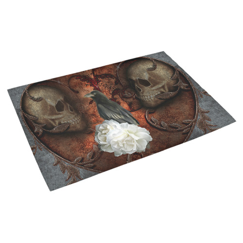 The crow with skulls Azalea Doormat 30" x 18" (Sponge Material)