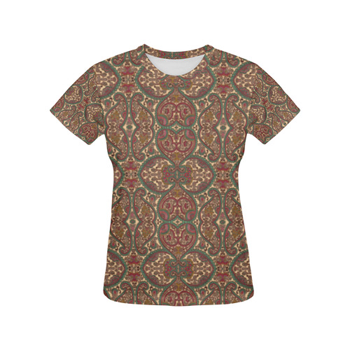 Shiny Rhinestones All Over Print T-Shirt for Women (USA Size) (Model T40)
