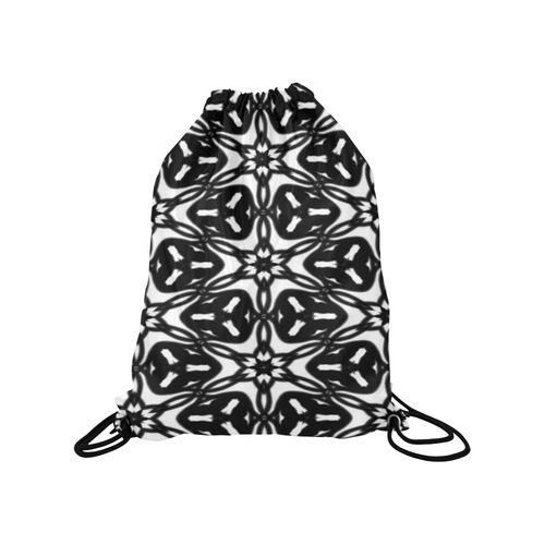 Black and White Star Flakes Medium Drawstring Bag Model 1604 (Twin Sides) 13.8"(W) * 18.1"(H)