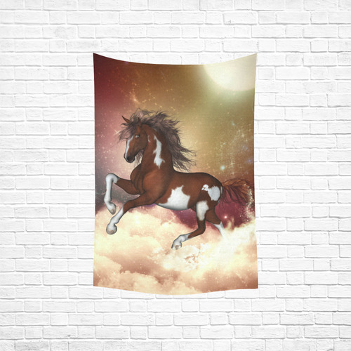Wonderful wild horse in the sky Cotton Linen Wall Tapestry 40"x 60"