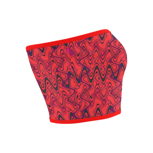 Red and Black Waves Bandeau Top