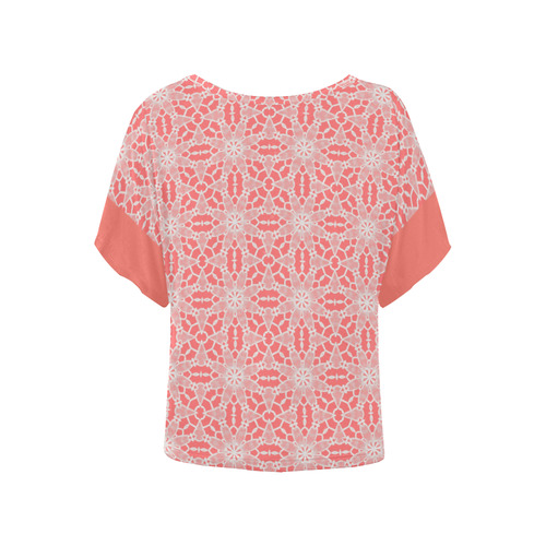 Coral Lace Women's Batwing-Sleeved Blouse T shirt (Model T44)