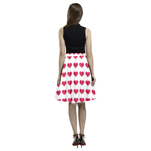 sweet allover hearts A Melete Pleated Midi Skirt (Model D15)