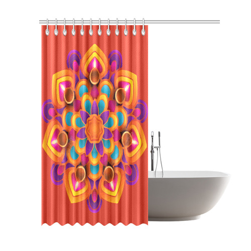 Red Orange Purple Mandala Shower Curtain 69"x84"