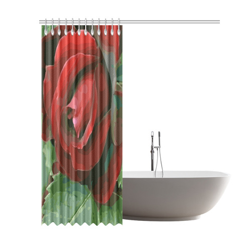 Beautiful Red Rose Floral Shower Curtain 69"x84"