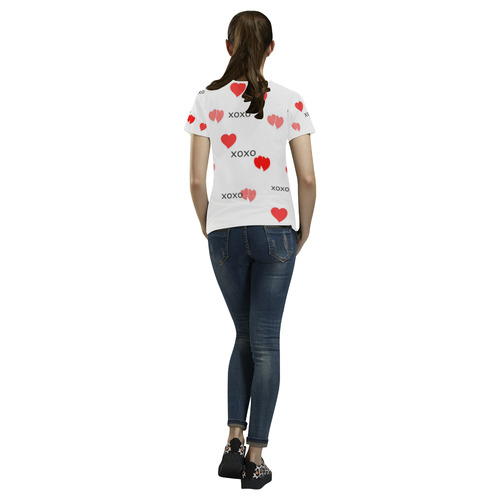 xoxo All Over Print T-Shirt for Women (USA Size) (Model T40)