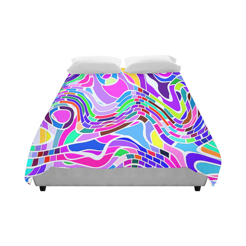 Abstract Pop Colorful Swirls Duvet Cover 86"x70" ( All-over-print)