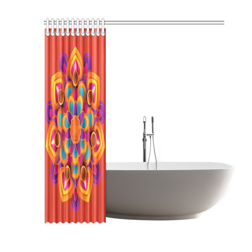 Red Orange Purple Mandala Shower Curtain 60"x72"