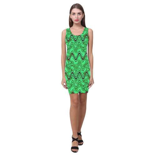 Green and Black Waves Medea Vest Dress (Model D06)