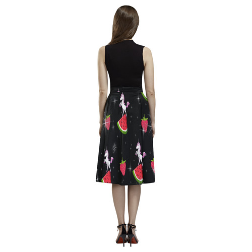 unicorns, watermelons, strawberries Rockabilly Aoede Crepe Skirt (Model D16)