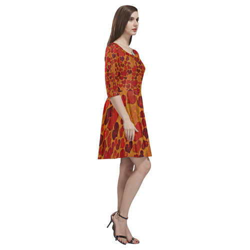 sparkling hearts,deep red by JamColors Tethys Half-Sleeve Skater Dress(Model D20)