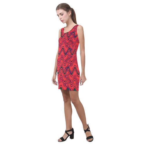 Red and Black Waves Medea Vest Dress (Model D06)