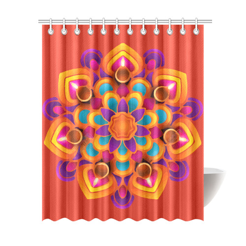 Red Orange Purple Mandala Shower Curtain 69"x84"