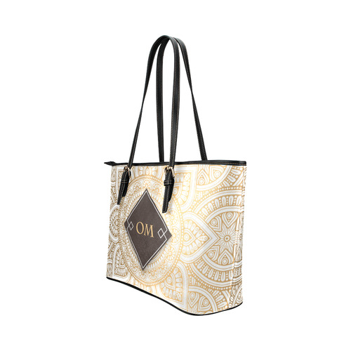 Elegant Gold Mandala Leather Tote Bag/Small (Model 1651)