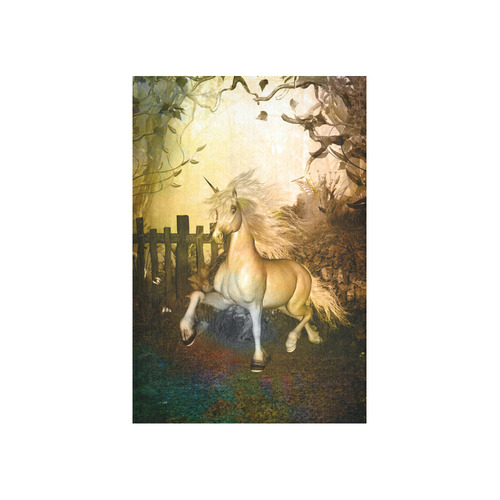 White unicorn in the night Cotton Linen Wall Tapestry 40"x 60"
