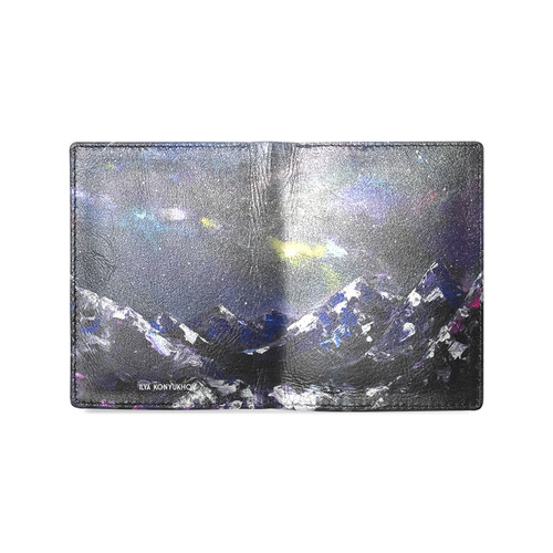Mountains in night Men's Leather Wallet (Model 1612)