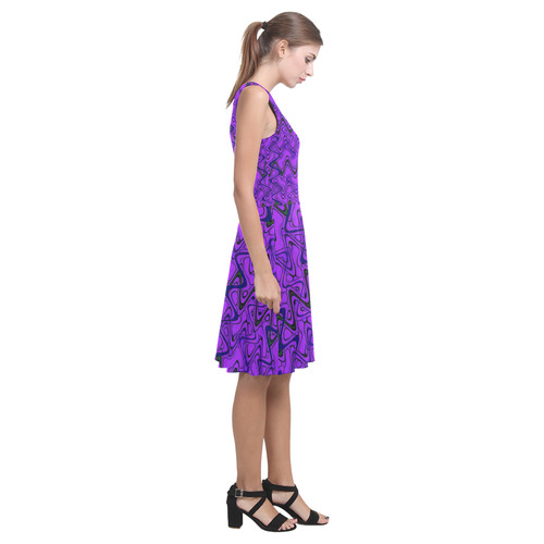 Purple and Black Waves Atalanta Casual Sundress(Model D04)