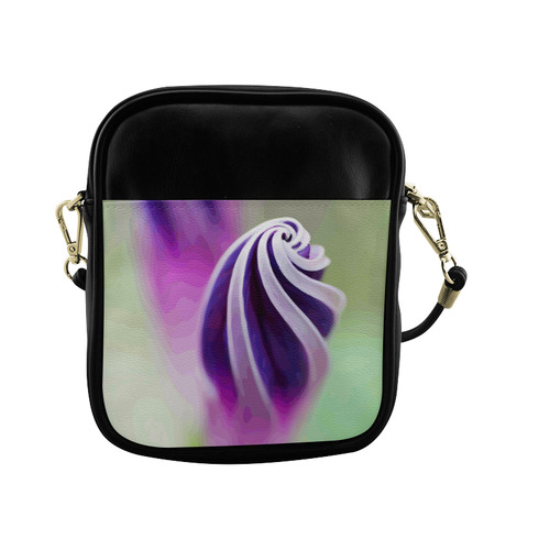 Purple Pink White Spiral Floral Sling Bag (Model 1627)