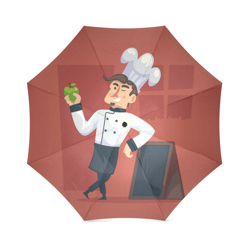 Handsome Chef with Green Apple Foldable Umbrella (Model U01)