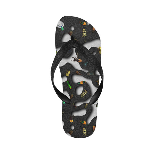 Crawking Bugs - Squiggly Loops Cut Flip Flops for Men/Women (Model 040)