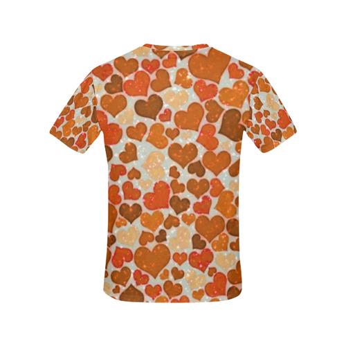 sparkling hearts,orange by JamColors All Over Print T-Shirt for Women (USA Size) (Model T40)