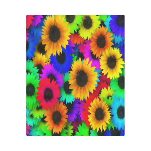 Neon Rainbow Pop Sunflowers Duvet Cover 86"x70" ( All-over-print)