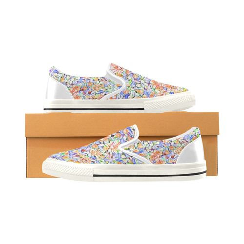 lovely floral 31D by FeelGood Women's Slip-on Canvas Shoes/Large Size (Model 019)
