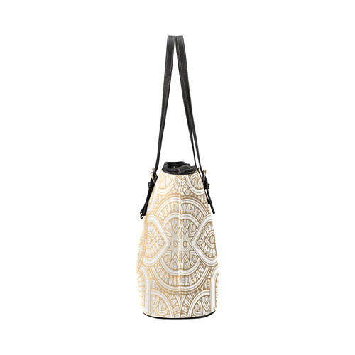 Elegant Gold Mandala Leather Tote Bag/Small (Model 1651)