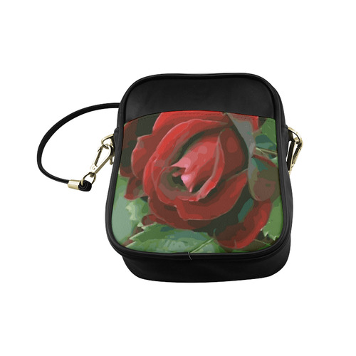 Beautiful Red Rose Floral Sling Bag (Model 1627)