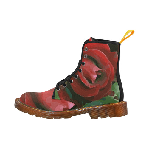 Beautiful Red Rose Floral Martin Boots For Women Model 1203H