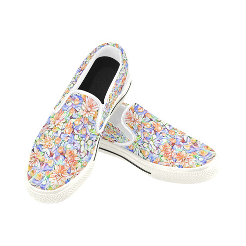 lovely floral 31D by FeelGood Women's Slip-on Canvas Shoes/Large Size (Model 019)
