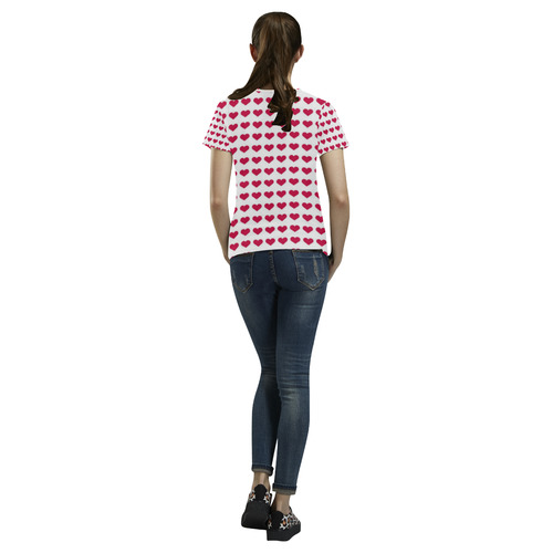 sweet allover hearts A All Over Print T-Shirt for Women (USA Size) (Model T40)