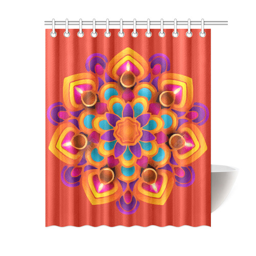 Red Orange Purple Mandala Shower Curtain 60"x72"